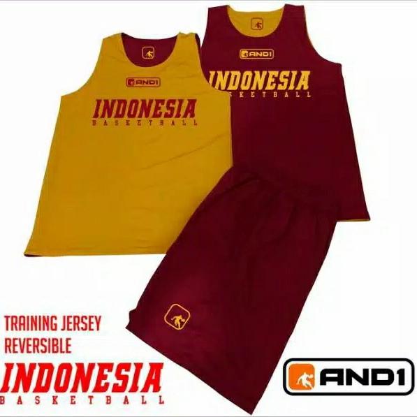 Gambar JERSEY SETELAN BASKET TIMNAS INDONESIA AND1 REVESIBLE KUNING-MAROON - kuning-maroon, S dari SPORT KJ undefined Tokopedia