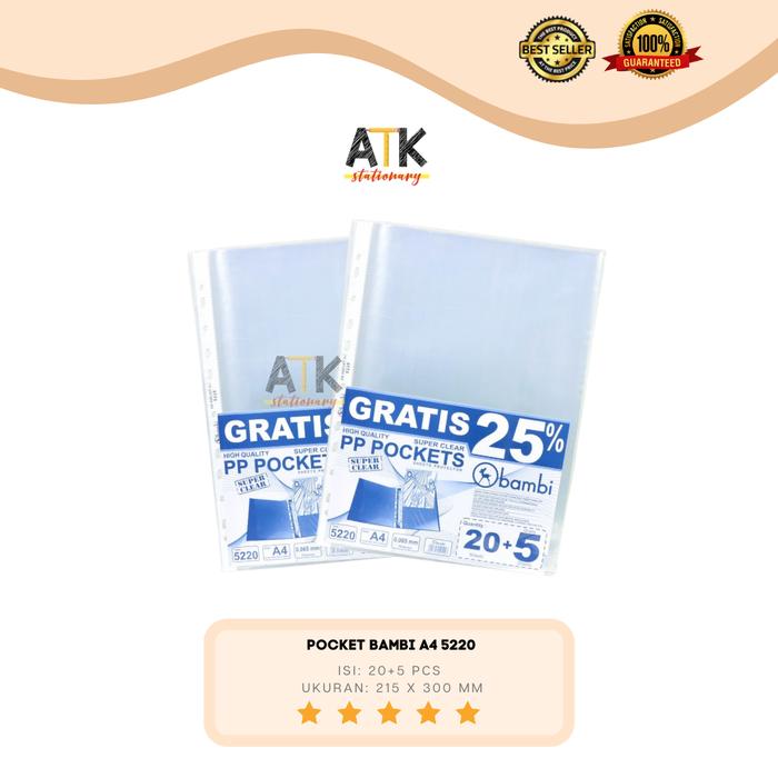 Glass Clear Pp Pocket Bambi Ukuran A4 Atk