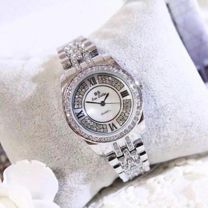 Gambar Jam Tangan Wanita BEE SISTER Analog Berlian Imitasi Strap Stainless - SILVER dari Amiira Official undefined Tokopedia