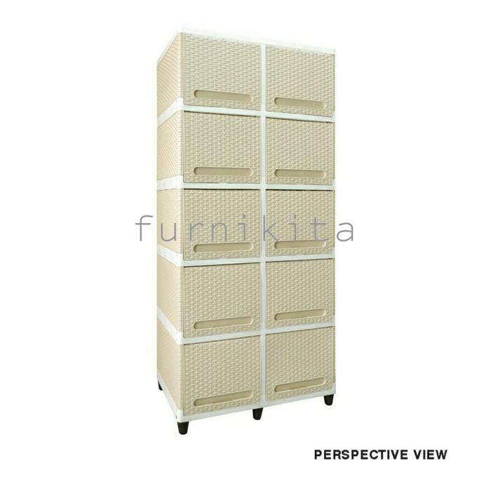 Gambar LEMARI PLASTIK SERBAGUNA CLUB FLIP DOUBLE SUSUN 5 - CREAM dari Furnikita undefined Tokopedia