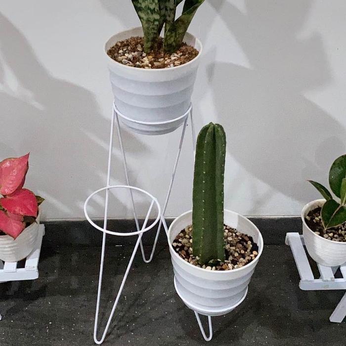 Gambar STANDING POT MURAH (READY STOCK) 3IN 1 / STANDING MINIMALIS / DUDUKAN - Putih dari Dgteam store undefined Tokopedia