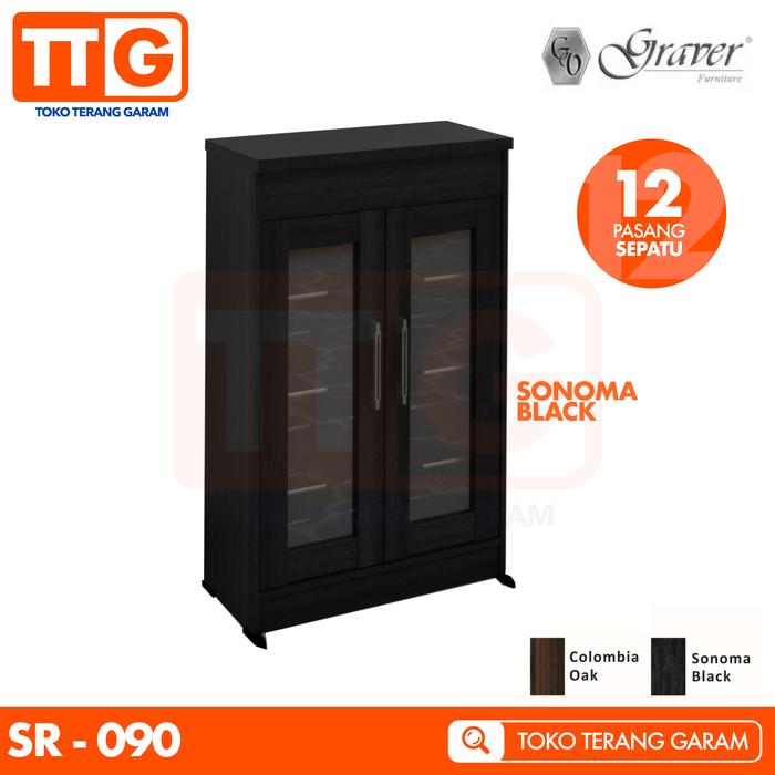 Gambar GRAVER RAK LEMARI SEPATU 2 PINTU KACA SR 90 - 12 PASANG - Sonoma Black dari Toko Terang Garam undefined Tokopedia