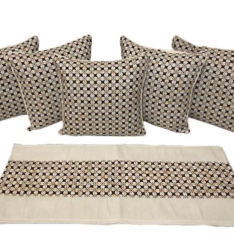 Gambar SARUNG BANTAL KURSI SET (5pcs+taplak) MOTIF FULL BATIK - Kawung picis dari BATIK FAIR PEKALONGAN undefined Tokopedia