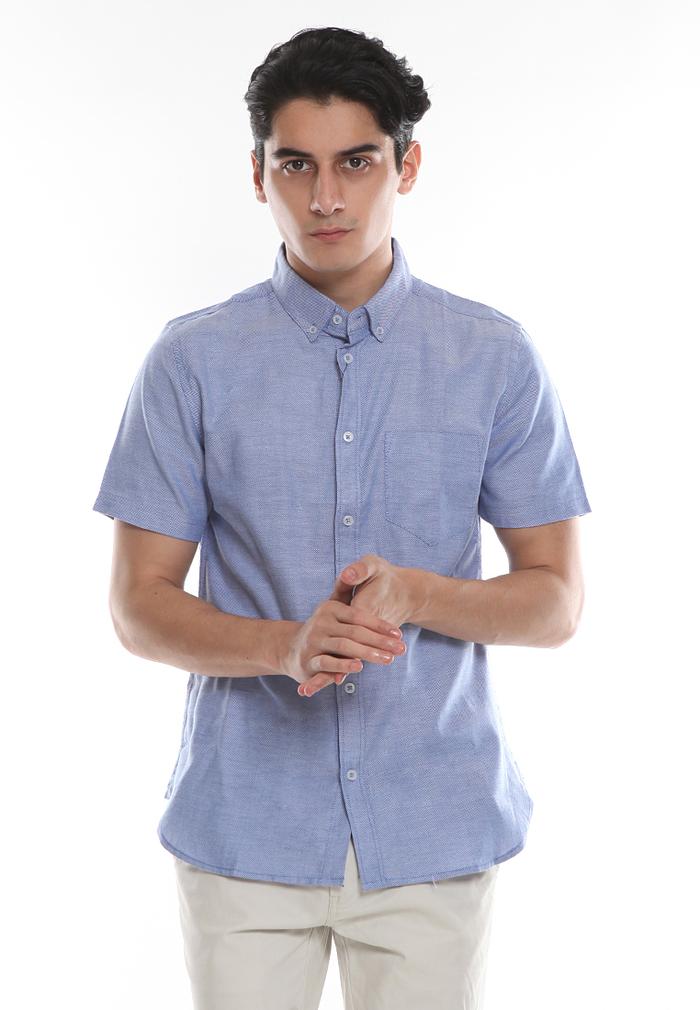 Gambar MEN'S TOP Kemeja Pria Lengan Pendek SLIM FIT Paqueta-Blue - XL dari Men's Top Official undefined Tokopedia