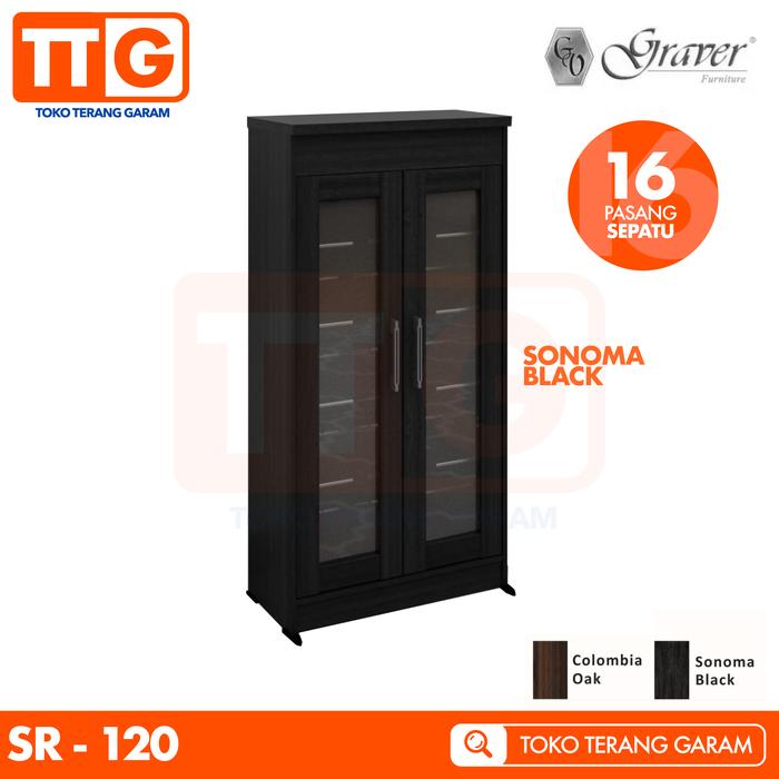 Gambar GRAVER RAK LEMARI SEPATU 2 PINTU KACA SR 120 - 16 PASANG - Sonoma Black dari Toko Terang Garam undefined Tokopedia