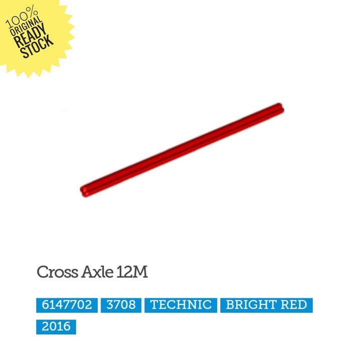 Gambar Lego Part 3708 Technic, Axle 12 - Merah dari Lil-McBrick undefined Tokopedia