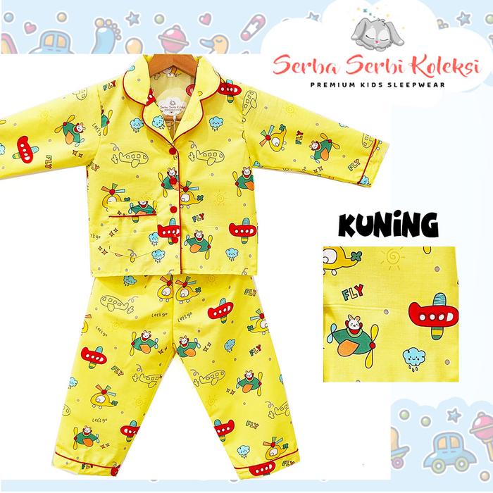 Gambar PIYAMA ANAK LENGAN PANJANG / BAJU TIDUR ANAK KATUN PREMIUM - PP46 - Kuning Cerah, XXXL dari SerbaSerbiKoleksi_NEW undefined Tokopedia
