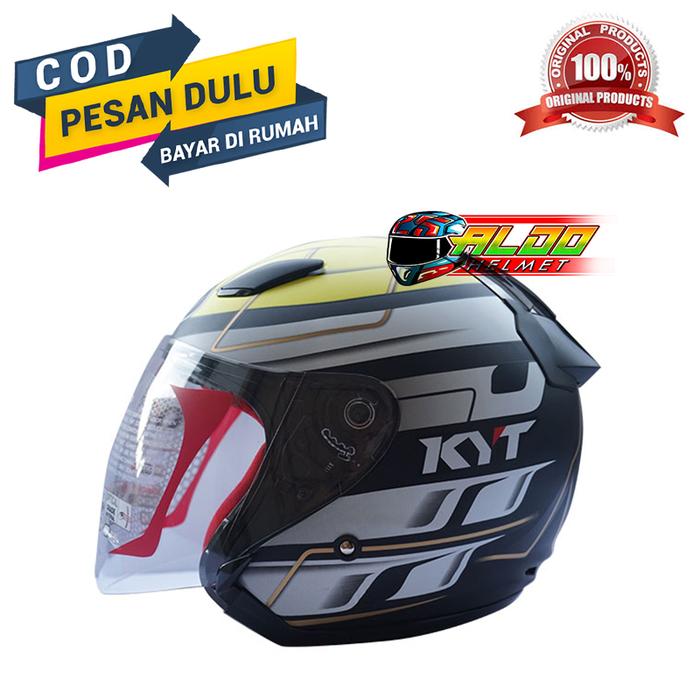 Gambar HELM KYT DJ MARU #13 BLACK DOFF YELLOW GOLD ORIGINAL SNI TERLARIS - M dari aldohelm2 undefined Tokopedia