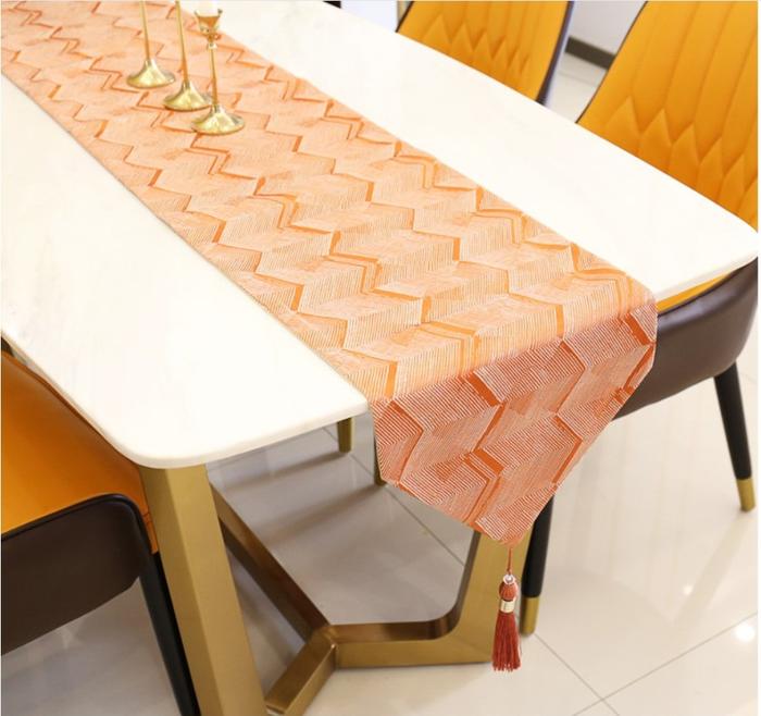 Gambar Table Runner Premium Motif Timbul Bordir Taplak Meja Panjang - OREN ZIG, M 160X32 dari NEW HOUSE of BAMBOE undefined Tokopedia