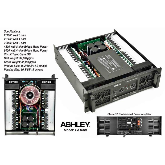 Power amplifier ashley pa1600 8000watt 