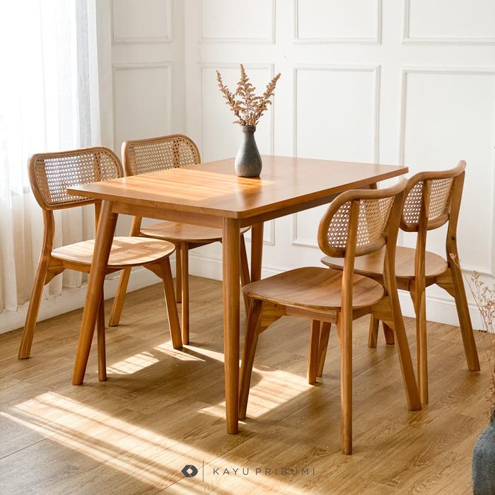 Jual Meja makan Kombinasi Rotan, Lova Dining Set Jepara