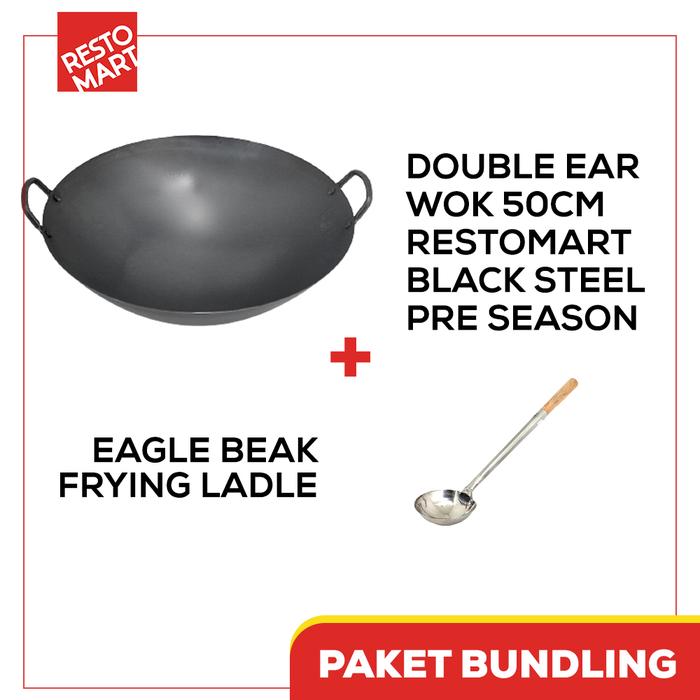 Gambar Wajan Baja Pre Seasoned / Kuali / Wajan Black Steel / Double Ear Wok 50 cm (2291084) (F12) - bundling dari Restomart Kitchen Solution undefined Tokopedia