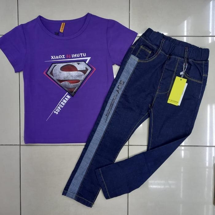 Gambar Setelan Jeans Import Anak Laki-laki Motif Superman - 120 dari Baby Yo undefined Tokopedia