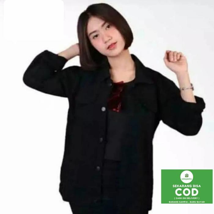 Gambar jaket jeans denim wanita premium|jaket jeans hitam pekat - Hitam, M dari Saenashop99(jaket&amp;celana jeans) undefined Tokopedia