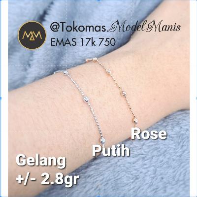 Gambar Gelang tangan emas putih rosegold biji lada kombinasi new fashion emas - 2,36gr-19cm-Ros dari ModelManis undefined Tokopedia