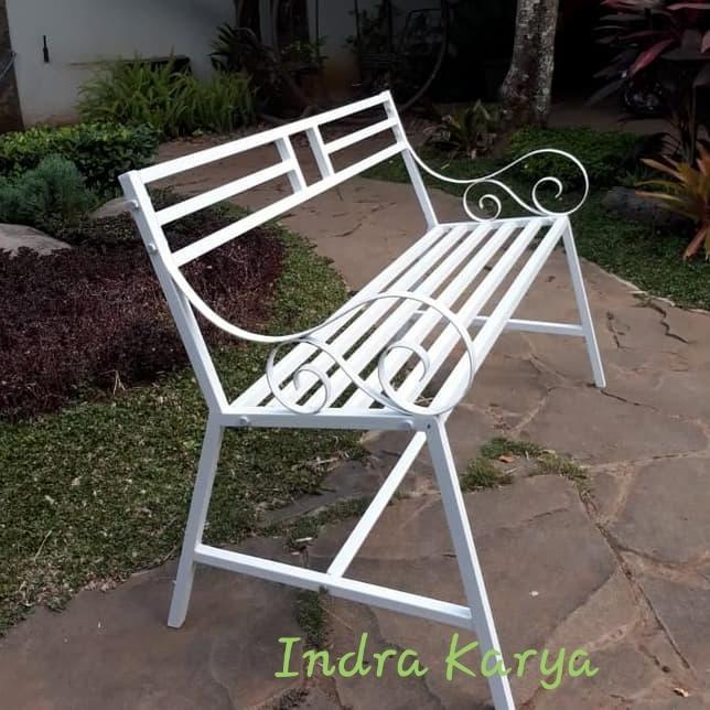 Gambar Kursi taman / teras dari besi model minimalis harga murah - Putih, 100 cm dari Indrakarya.sltg undefined 5 Tokopedia
