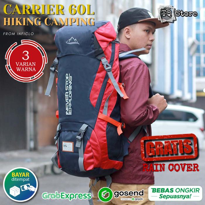 Gambar Tas Gunung Carrier Outdoor 60 Liter Ransel Hiking Traveling Camping - Merah dari TQSTORE9 undefined Tokopedia