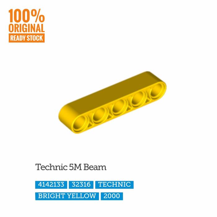 Gambar Lego Part 32316 Technic, Liftarm 1 x 5 Thick - Kuning dari Lil-McBrick undefined Tokopedia