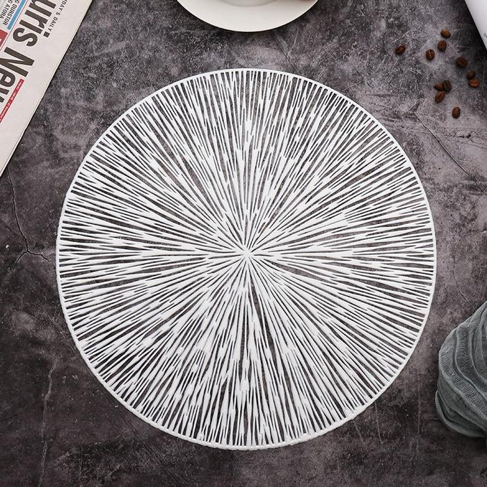 Gambar Place Mat PVC Tatakan Piring Bulat Bundar Table Mat Dekorasi Pajangan - 863, Silver dari alllimshop undefined Tokopedia