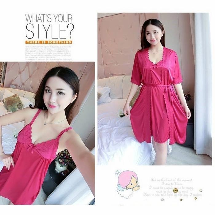 Gambar lingeries kimono tidur - Pink dari Checkoutme undefined Tokopedia