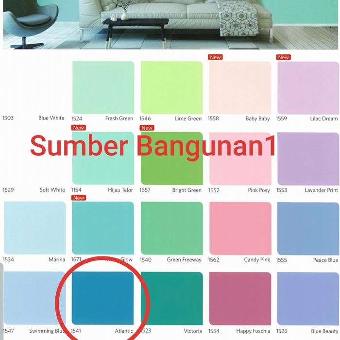 Gambar Cat Tembok QLUC biru Nippon Paint 4.5kg cat dinding interior Q-LUC - 1541 Atlantic dari Sumber.bangunan1 undefined Tokopedia