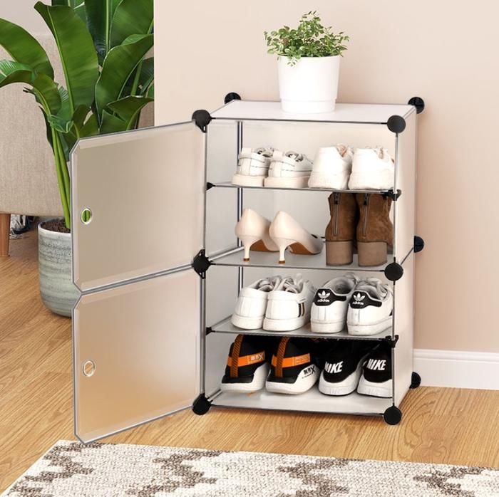 Gambar Rak Sepatu Anti Debu 4 Layer/ Susun Tebal Shoe Rack Portable Serbaguna Kotak Sepatu - Putih dari PAYUKABE undefined Tokopedia