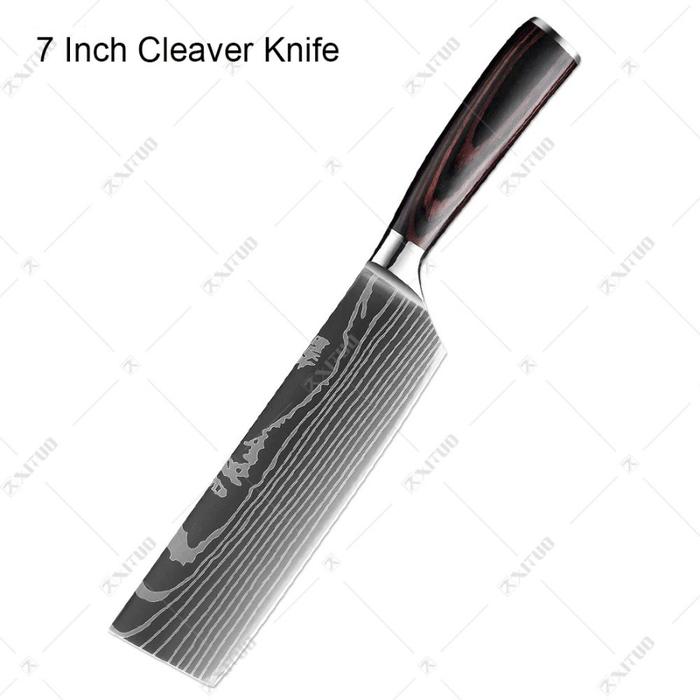 Gambar Pisau Dapur Set Chef Damaskus Chef Damascus Pattern Pisau Cincang - 7" Cleaver dari DG17 STORE undefined Tokopedia