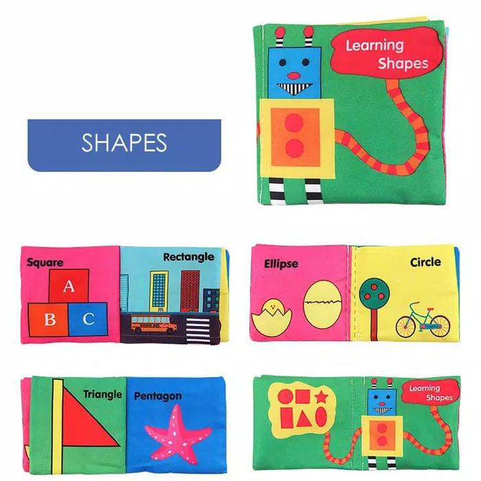 Gambar Mainan Edukasi Anak Montessori Cloth Soft Book Buku Bantal Kain - Shapes dari Opianepra Store undefined Tokopedia