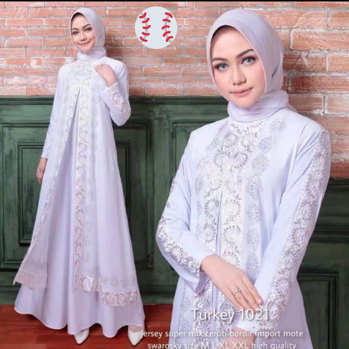 Gambar ABAYA TURKEY/TURKI PUTIH KODE 1021 - Putih, XXL dari Nikita Jaya Fashion undefined Tokopedia