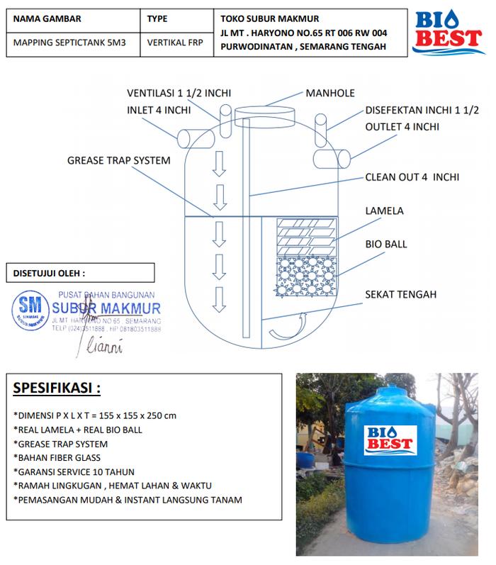 Gambar SEPTIC TANK 5000 LITER 5M3 -BIO SEPTIC BIOFIL SEPTICTANK INSTANT - BIOBEST FRP-5M3 dari Subur Makmur Semarang undefined Tokopedia