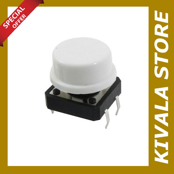Tactile Switch 12 x 12 mm Push Button with Cap - Putih