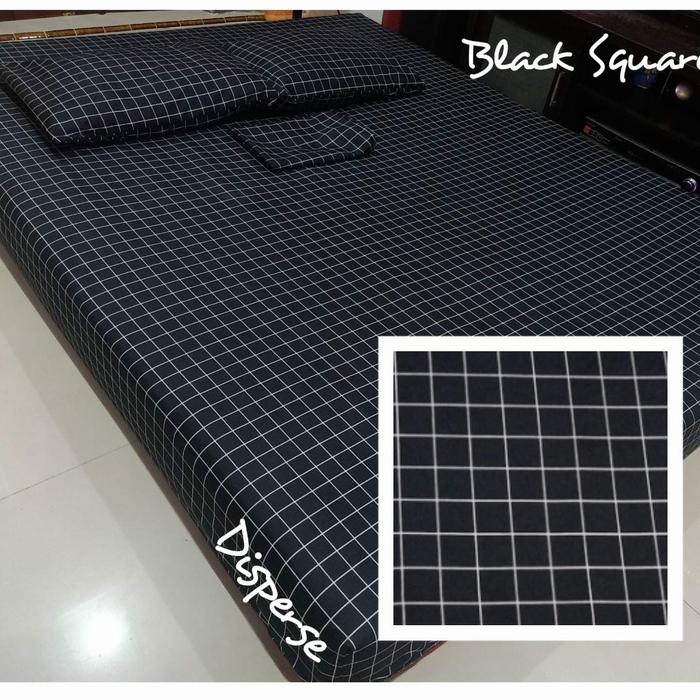 Gambar Sprei Kotak Hitam Putih Monokrom Aesthetic Ukuran 180x200x20 Seprai - Black Grid, 180x200x20 dari Artika Collection undefined Tokopedia