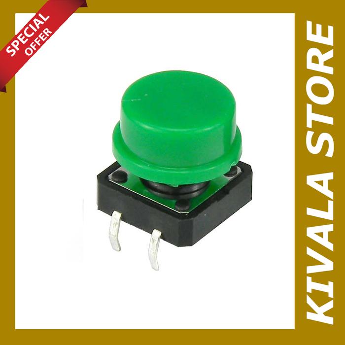 Tactile Switch 12 x 12 mm Push Button with Cap - Hijau