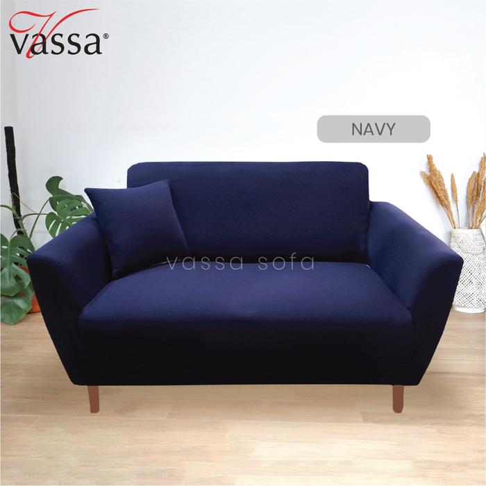 Gambar Cover sofa elastis / sarung sofa by Vassa sofa - NAVY, 2 SEATER dari Vassa Sofa & Home undefined Tokopedia