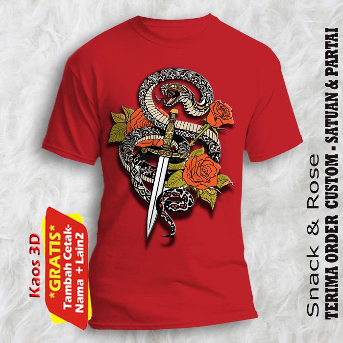 Jual Kaos Gambar Ular dan Bungan Ukuran dewasa Gratis Tambah cetak ...
