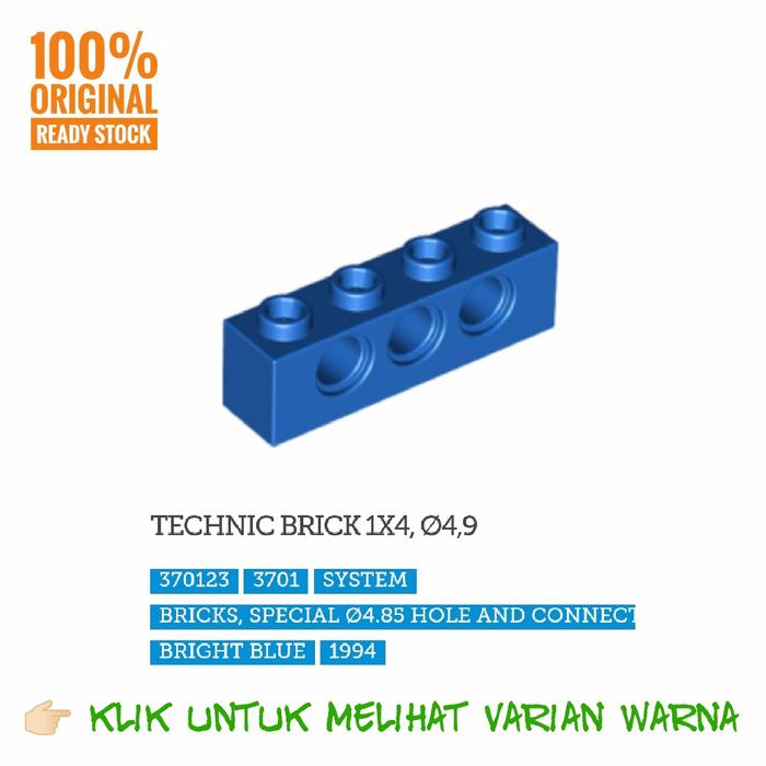 Gambar Lego Part 3701 Technic, Brick 1 x 4 with Holes - Abu-abu dari Lil-McBrick undefined 4 Tokopedia