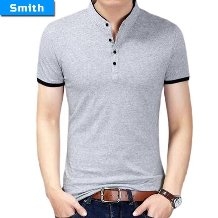 Gambar KAOS POLO PRIA LENGAN PENDEK SANGHAI SHIRT SMITH SLIM FIT MURAH - Abu Misty dari Toko UsahaMuda undefined Tokopedia