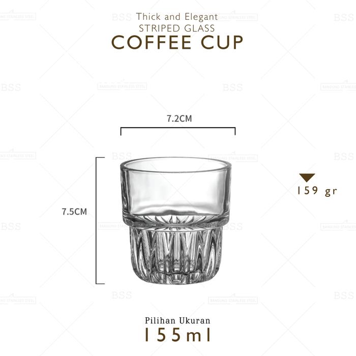 Gambar Striped Glass Coffee Gelas Kaca Kopi 155ml 260ml 320ml Tebal Dessert - 155ml dari Bandung Stainless Steel undefined Tokopedia