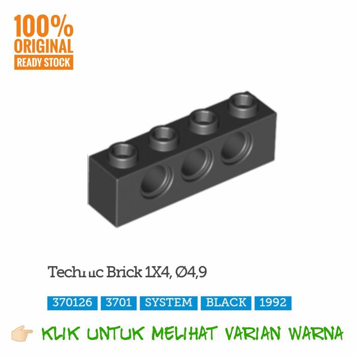 Gambar Lego Part 3701 Technic, Brick 1 x 4 with Holes - Abu-abu dari Lil-McBrick undefined 2 Tokopedia