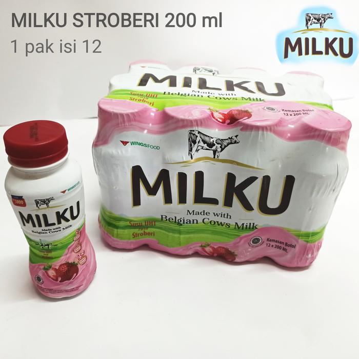 Gambar Susu milku strawberry 200 ml 1 pak dus isi 12 dari tokkoleo undefined Tokopedia
