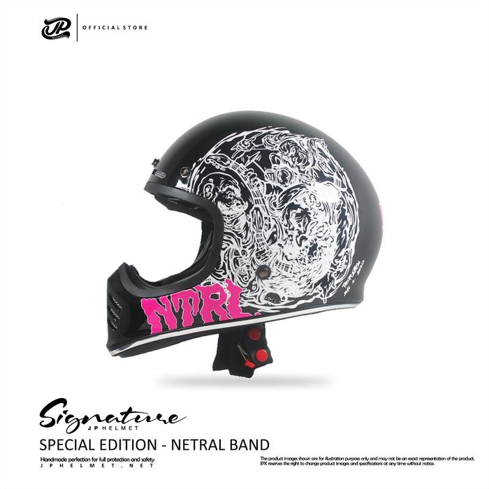 Gambar Helm JP Retro Signature Netral Seri - Super Black - L dari JPX HELMET undefined Tokopedia