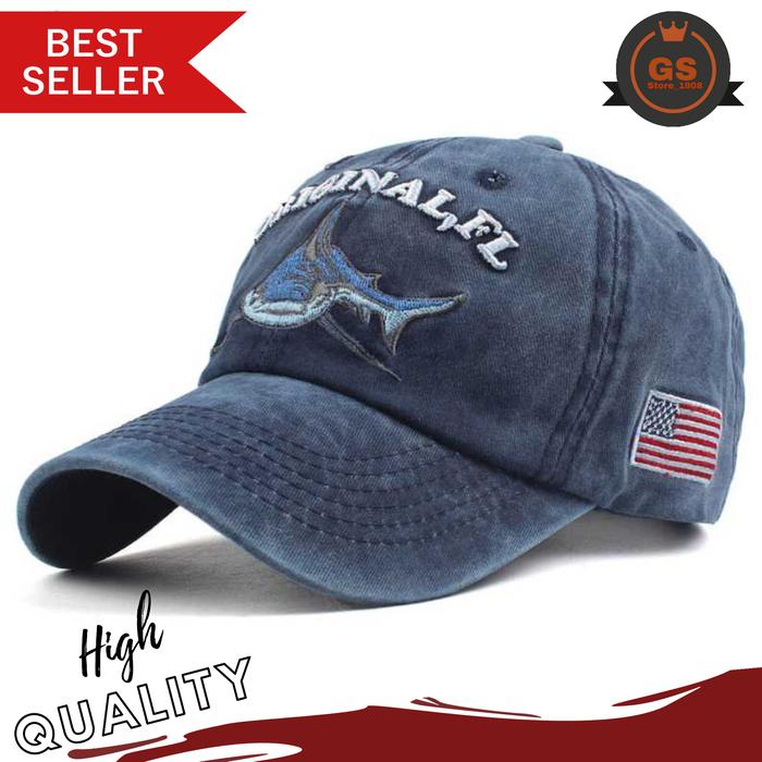 Gambar Topi Pria Wanita Unisex Model Shark - Biru dari MangRD STORE undefined Tokopedia