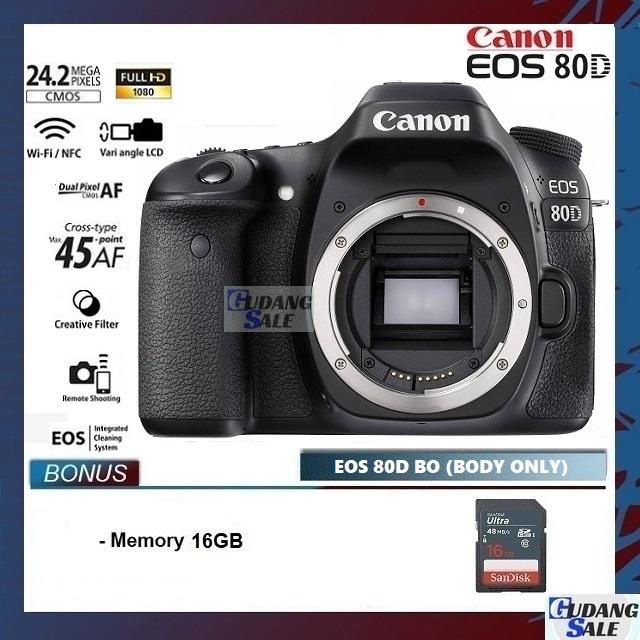 [NEW] KAMERA EOS CANON 80D BODY ONLY (BO) WIFI CAMERA DSLR Paket Hemat