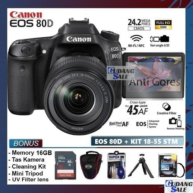 [NEW] KAMERA EOS CANON 80D LENSA KIT 18-55mm IS STM WIFI DSLR Paket  Polos