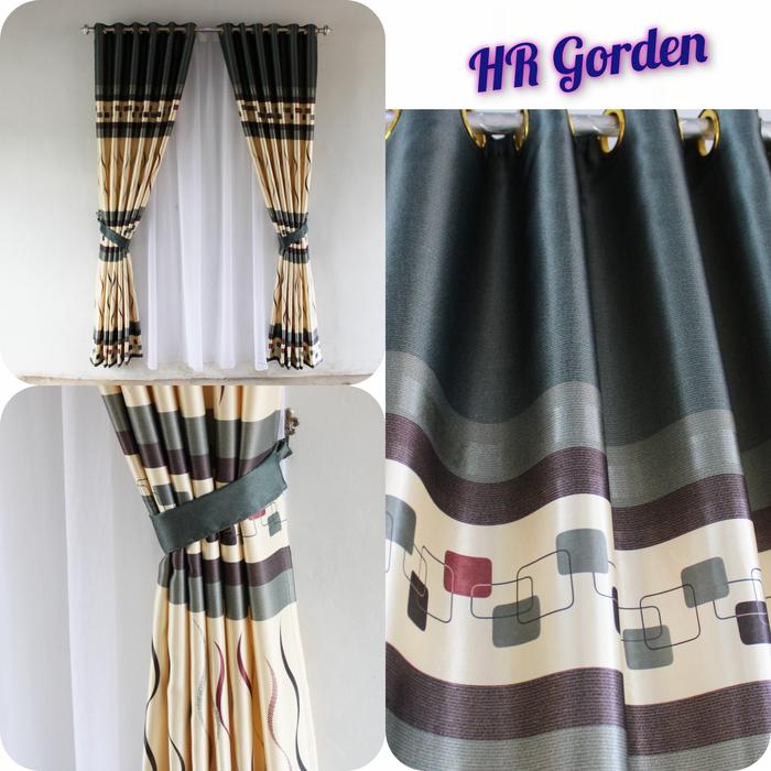 Gambar Gorden minimalis printing varian warna model smokring 10 lubang ring Curtain Jendela Pintu - Abu-abu, L 120 x T 230 dari HR Gorden undefined Tokopedia