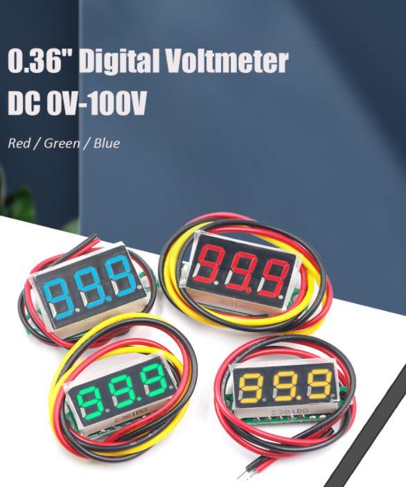 2/4*Digital 4-Digit Voltmeter LED 0-100V Voltage Tester Panel Meter 3