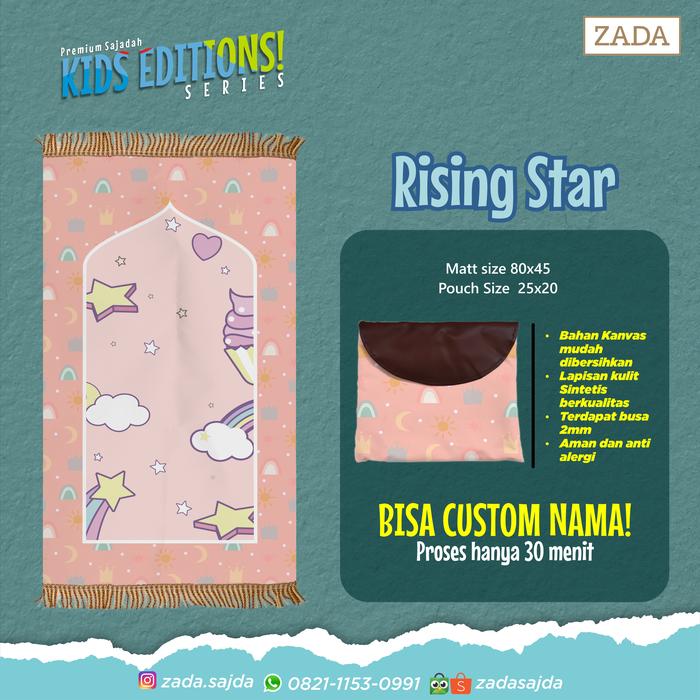 Gambar Sajadah Anak ZADA Premium Series Empuk Bisa Custom Nama Langsung Jadi - Rising Star, Tanpa Nama dari ZADA SAJDA undefined Tokopedia