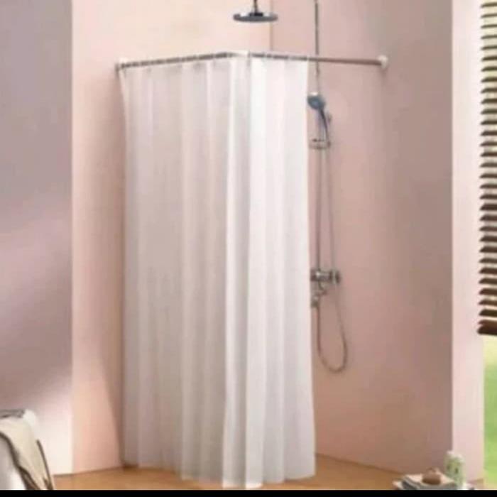 Gambar Tiang L/Tiang Shower Curtain Kamar Mandi /Tiang Horden dari Elsa online Shope undefined Tokopedia