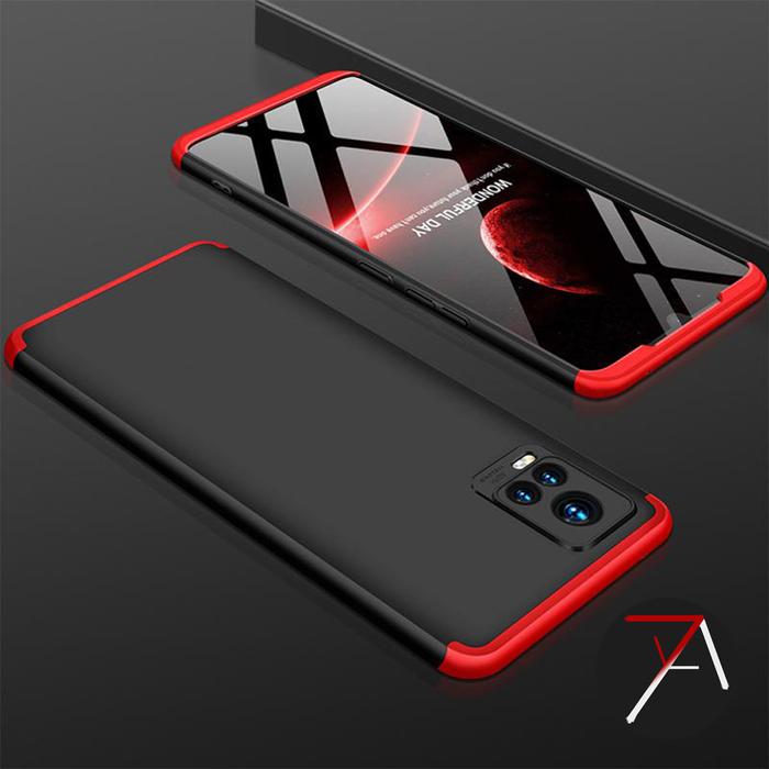 Vivo V20 GKK Armor 360 Full Slim Back Matte Cover Case Casing  Hitam-Merah, Vivo V20