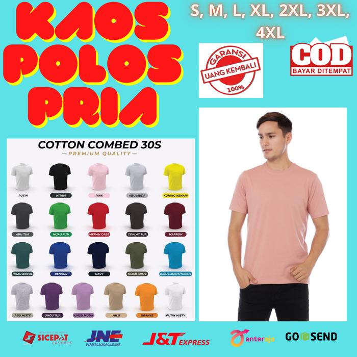 Gambar Kaos Polos Pria Baju Polos Cowok Kaos Polos Cotton Combed 30s Size XXL - L dari KaosPolosCapcus Store undefined Tokopedia